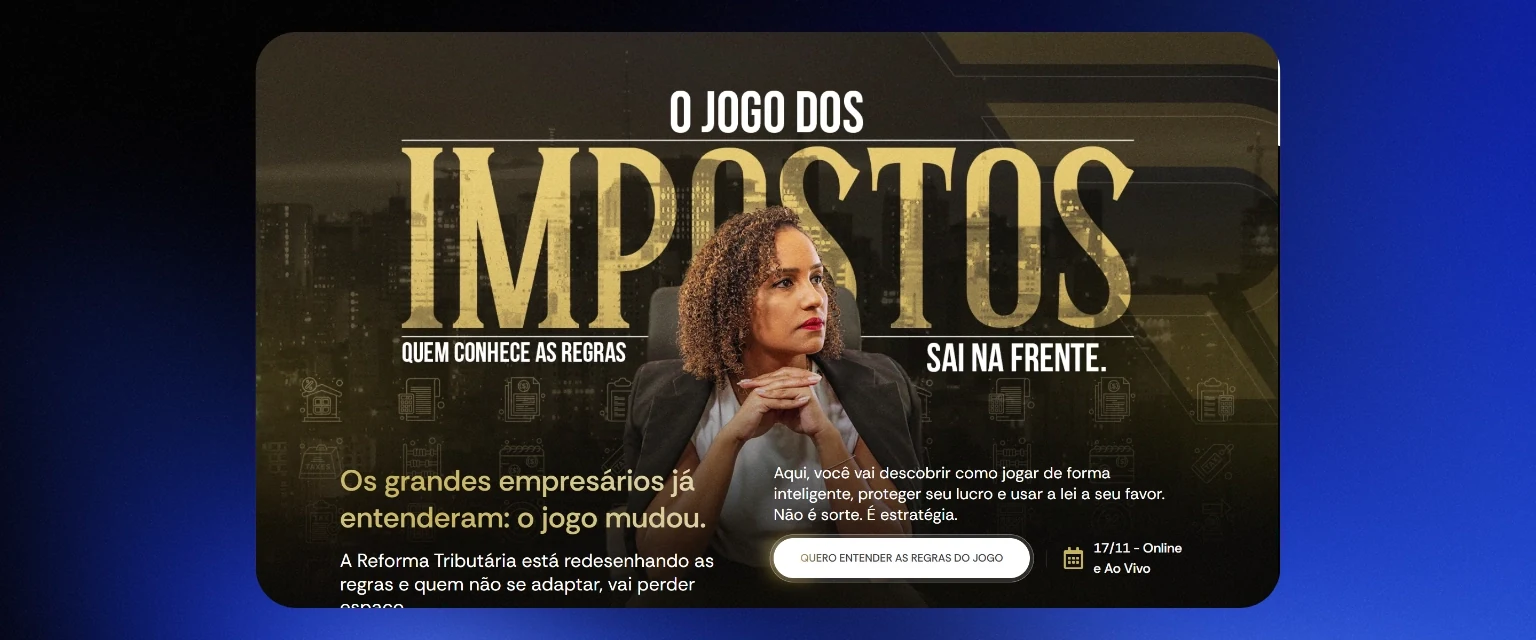 Landing page do Reality O Jogo dos Impostos